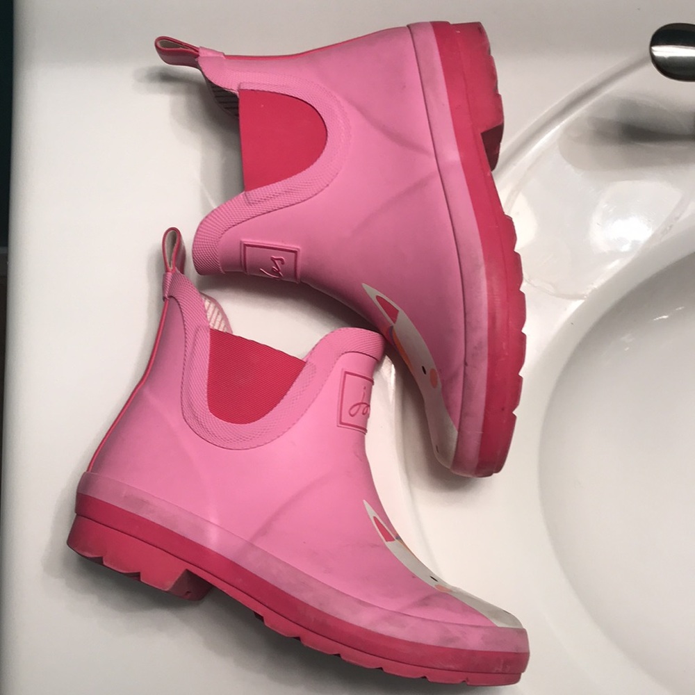 Joules 'Unicorn' Short Rain Boots in PINK (2) - Picture 9 of 15